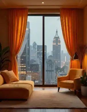 Golden Motorized Curtains